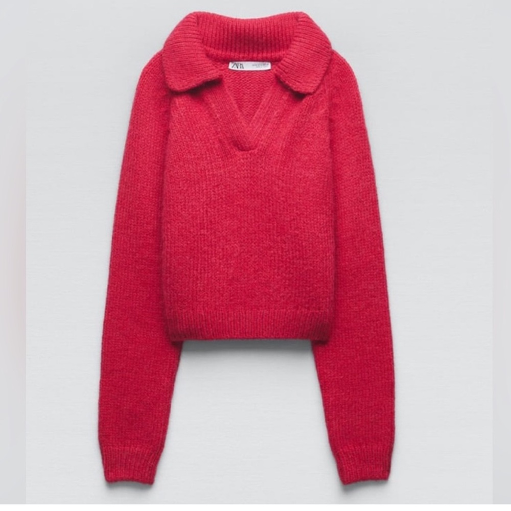 Zara cropped collared sweater